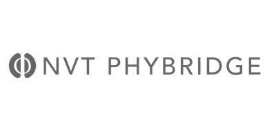 Logotipo de NVT Phybridge, proveedores de cámaras de seguridad y tecnología de transmisión de largo alcance para empresas.