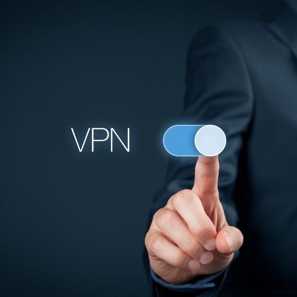 Icono de conexiones VPN seguras y cifradas para el trabajo remoto y enlaces entre sucursales.